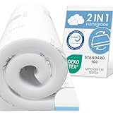 ELONEO Viskoelastischer Matratzen-Topper 90 x 200 cm, MemoryFoam Komfort Matratzenauflage, Viscoauflage, Wendefunktion mit 2 Härtegraden, inkl. Aloe Vera Bezug