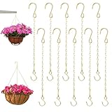 Hariendny 10 Stück Blumenampel Ketten, 29cm Ketten zum Aufhängen von Pflanzen, Metallketten für Hängekörbe, dekorative Ketten für Vogelhäuschen, Pflanzgefäße, Laternen, Windspiele(Gold)