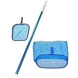 Kescher Set 6, Bodenkescher tief, Laubkescher flach, Teleskopstange kurz, Reinigung, Schwimmbecken, Pool, Quick Up