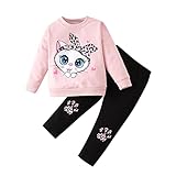 Kleinkind Kinder Kinder Kleinkind Baby Mädchen Langarm Niedlichen Cartoon Tiere Tops Bluse Leopardenmuster Hosen Hosen Outfits Set 2 STÜCKE Kleidung Baby Kleidung Set Mädchen Baby Jahr