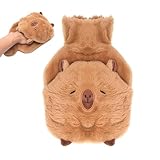 TMZELOA Wärmflasche Tier 1L PVC mit Bezug – Süße Capybara Wärmflasche Kinder, Kleine Mini Wärmflasches mit Plüschbezug – Auslaufsicher, Explosionsgeschützt für Baby, Frauen, Winter Bauch Rücken