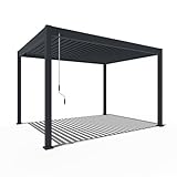 Weide Deluxe Pergola mit Lamellendach I Rostfreie & Robuste Voll-Aluminium Pavillon freistehend I Optimaler Schutz vor Sonne & Regen Dank verstellbarem Aluminium-Lamellen (Anthrazit, 3 M x 4 M)