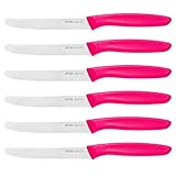 OPOLIA Frühstücksmesser Wellenschliff 6 Stück,Premium Edelstahl Tafelmesser, Tomatenmesser Scharf,Buttermesser,Brötchenmesser,Stabiler Kunststoffgriff,Spülmaschinenfest