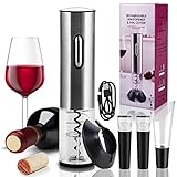 Cieex Elektrischer Korkenzieher, Elektrische Flaschenöffner Set Elektrisch Weinöffner Set mit Flaschenöffner, Folienschneider, Weinausgießer ,Vakuum Weinverschluss und USB Ladekabel
