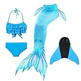 SPEEDEVE Meerjungfrauenschwanz Badeanzug mädchen Mermaid Tail mit Monoflosse,Lan-dh53,150