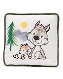 NICI Forest Friends Kinder Kissen Wolf Winny & Streifenhörnchen JoJo 25x25cm - Kleines Kuschelkissen flauschig, Für Mädchen, Jungen & Erwachsene – 49955