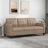 Willood 3-Sitzer-Sofa Couch für Wohnzimmer, Polstersofa mit Metallgestell, Loungesofa Zweisitzer Wohnzimmersofa Wohnzimmermöbel Cappuccino-Braun 180 cm Kunstleder