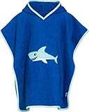 Playshoes Jungen Frottee-Poncho Hai 340053, 7 - Blau, L (ab ca. 4 Jahre)