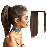 FESHFEN 35 cm Pferdeschwanz Extensions Glatt Lang Pferdeschwanz Verlängerung Haarteil Zopf Natürliches Clip in Ponytail Extension Synthetik Haare Extensions Haarverlängerung