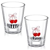 Roshtia Sorority Big Little Schnapsgläser mit dickem Boden, 57 ml, Tequila-Schnapsgläser, Mini-Schnapsgläser für große Schwester, kleine Schwester, Trinkglas, Partyzubehör, 2 Stück