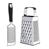 Chstarina 2 Stück Vierkantreibe und Hand käsereibe, Käsereibe Set, Reibe mit Griff, Zester Reibe Edelstahl, Küchen Hobel Reibe, Gemüsehobel und Kartoffelreibe, Küchenreibe für Käse, Obst und Schokolad