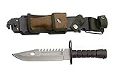 BSH Adventure Bajonett Messer mit Holster aus Cordura - Kampfmesser Militär Scharf - Survival Gürtelmesser - Bundeswehr Messer Outdoor Militär - Taktisches Messer