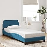 Brokky Bettgestell mit Kopfteil Bettgestell Bettrahmen Bed Frame Bettgestell Mit Kopfteil Bett Blau 90x200 cm Samt
