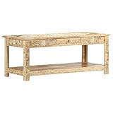 BUKSCYJS Couchtisch kleine Zimmer, Sofatisch, Wohnzimmertisch Couchtisch 110 x 50 x 45 cm Handgemalt Massivholz MangoFür Wohnzimmer, Schlafzimmer, Büro, Eingang, Korridor