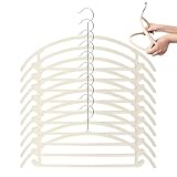 Platzsparende Kleiderbügel | 10 Stück Samt Starke Kleiderbügel 360 Grad Drehung - Mit Aufhängern Für Kleiderschrank Tür,Tür