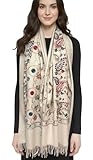 Van Der Rich ® - Weicher Pashmina-Schal Kaschmirmischung mit Blumenstickerei - Damen (Beige)