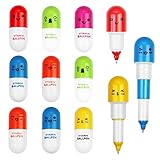 KBNIAN 24 Stücke Mini Kapsel Stifte Pillen Kugelschreiber Kreativer Mini-Kugelschreiber Einziehbarer Pille Druckkugelschreiber für Schule Büro Zuhause (6 Farben)