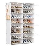 CGUOHU Schuhregal Schuhregal-Organizer, Aufbewahrungsschrank for 32 Paar Schuhe mit Tür, erweiterbare Schuhregale aus Kunststoff for Schrank, Eingangsbereich, Flur, Schlafzimmer