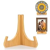 ANBOXIT Tellerständer zur Aufsteller, 6 Zoll Tellerhalter, Bambus Fotoaufsteller Bilderrahmen Ständer, Tisch Mini Staffelei, Dekorative Ständer & Stützen für Platten, Bücher, und Plaketten (1 Stück)