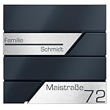 Briefkasten mit Zeitungsfach in Anthrazit, Edelstahlbriefkasten, Wandbriefkasten Briefkasten mit Schloss und Zeitungsfach - Jetzt mit Lasergravur erhältlich (Anthrazit)