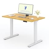 FLEXISPOT Höhenverstellbarer Schreibtisch mit 2 Motoren & 25MM einteiliger Tischplatte,ergonomischer Bürotisch - 120 x 80 cm Ahorn, weißes Gestell