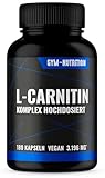 L - CARNITIN Dreifach Komplex 3196mg 180 Kapseln ultra hochdosiert - L-Carnitin tartrat, Acetyl-L-Carnitin Schwarzer Pfeffer - Qualität -vegan - Neue Formel