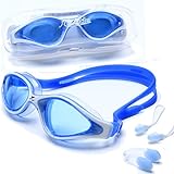 riptide Schwimmbrille - Taucherbrille ohne Nase in schwarz I mit Ohrenstöpsel und Nasenklammer I blau