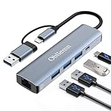 Obllemn USB LAN Adapter 1000M,USB C auf Ethernet Adapter RJ45 Gigabit Netzwerkadapter mit 3 *USB 3.0 & Type-C Ports, LAN NetzwerkAdapter für PS4/5/Windows XP/MAC/Linux/Chromebook,MacBook