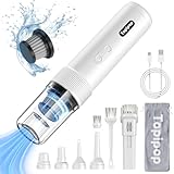 Topipop Handstaubsauger 21KPa 5-in-1 Akku Autostaubsauger,Stark Saugkraft & Wiederaufladbarer Handsauger mit Filter,Mini Hand Staubsauger mit LED-Licht für Haus,Büro,Tierhaare (Weiß)