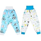 MOEMOE BABY 2 Stück Windelhosen Kinder, Windelrock kinder, Baumwolle Töpfchentraining hose Lernhose Trainerhosen Blau Weiß M/3-5 Jahre
