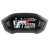 LCD Digitaler Tachometer, wasserdichter Universal-Motorrad-Tachometer ATV-Tachometer-Geschwindigkeitsmesser, mit Kilometerzähler, 6 Abschnitte Ölstandsanzeige für Motorräder mit 1, 2, 4 Zylindern