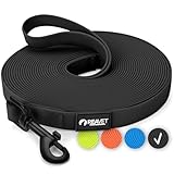 ReaVET Schleppleine für Hunde 10 Meter, Schwarz I Robuste & wasserfeste Hundeleine lang I Übungsleine mit Griff, Trainingsleine Laufleine für große & kleine Hunde