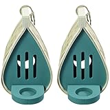 Vestamore Schmetterlingshäuser aus Holz, 2 Stück, zum Aufhängen im Freien, Dekoration Schmetterling, inklusive Futterspender, Design Tropfenform, elegant, Garten und Terrasse für perfekte