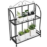 Annastore Blumenregal aus Eisen Blumentreppe Pflanzenständer aus Metall Pflanzentreppe Pflanzenregal Größe 2-Ebenen (50 x 21 x 64) (B/T/H)