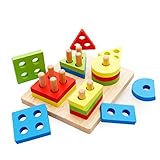 BESTonZON Geometrische Bausteine Stapelspiel Für Formen Sortier Puzzle Set Kreatives Steckspiel Mit Verschiedenen Geometrischen Formen Fördert Die Motorischen Fähigkeiten