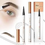 2 Stück Microblading Augenbrauenstifte, Upgraded 3D Augenbrauenstift Wasserfest mit 4 Gabelspitzen, Langlebig, Natürlich, Feiner, ein Magischer Eyebrow Pencil für Frauen und Mädchen (2Dunkelbraun)