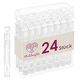 WeddingTree Seifenblasen Hochzeit Set in weiß – 24-teilig mit Herzgriff - herzallerliebst für Hochzeit Taufe Geburtstag Goldene Hochzeit Verlobung Valentinstag Gastgeschenk Party