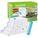 NINGESHOP Vakuumbeutel für Kleidung Bettdecken,12 Aufbewahrungsbeutel Reise 2 Jumbo 100x80,2 Groß 80x60,4 Mittel 70x50cm,4 Mittel 60x40cm,1 Handpumpe,Vacuum Bags for Clothing Vakuum Kleiderbeutel