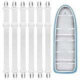 Hopton 6 Stück Bettlakenklammern Verstellbar, 30 –100 cm Elastische Bettlakenspanner mit Metallclips für Spannbettlaken, Bügelbrett, Babybett, Sofa und Autositz, Faltenfreie Bügeltischspanner