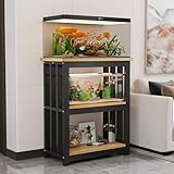 GMBAYUE Aquariumhalter, 3-stöckiger Terrarienunterschrank, Robuster Aquarienunterschrank, Aquariumständer mit Pflanzenablage, Ideal for Wohnzimmerecken und Eingangsbereiche(Black,80x40cm/31.5x15.7in)