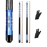 RAYNA GAMES Billard Queue, Pool Queues Satz 2 Pool 58' Queue Sticks, Billardqueue mit Edelstahl Gelenk Erwachsene Kanadischer Ahornholz Pool Cues für Billiard Cue für Billard Enthusiasten (Blau)