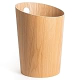 Kazai.® Design-Papierkorb 'Bennet' | Einzigartiges Design für Büro, Schlafzimmer, Kinderzimmer u.m. | Mülleimer aus Echtholz-Veneer | Eiche