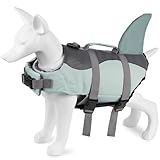 Voarge Hundeschwimmweste für Haie, Hundeschwimmweste für Haie mit Griff und Reflektor, Sicherheitsweste für Haustiere Hundeschwimmweste (Grau, XL)