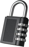 Kombinationsschloss, Robustes 4-stelliges Zahlenschloss, wetterfestes Sicherheitsvorhängeschloss, for den Kofferraum im Fitnessstudio, sicheres Codeschloss, schwarz, 80 x 43 14 mm(Black)