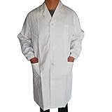 Laborkittel Herren Damen Baumwolle Weiß Arbeitsmantel Langarm Arbeitskleidung Kittel Mantel Unisex Medizinische Uniform mit Knöpfen und 3 Tasche Berufskleidung für Labor, Studium, Arbeit