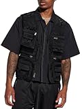 HAWILAND Safari Weste Herren mit Vielen Taschen Freizeit Ärmellose Weste Sommer Leichte Outdoor Anglerweste Schwarz L