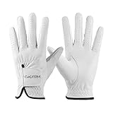 Generisch Personalisiertes Golf Handschuh, Individueller Text Linkshand, Atmungsaktive Soft Leder mit Anti-Rutsch, Ideal als Golf Geschenk für Herren & Damen (Weiße Männer, M)