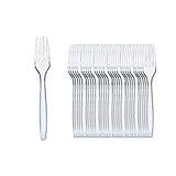 100 Stück wiederverwendbar Gabeln aus Durchsichtigem Kunststoff, Robustes Kunststoffbesteck, Wiederverwendbar für Aktivitäten im Innen & Außenbereich, für Geburtstage, Partys, Catering, Hochzeiten