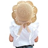 Winmany Baby Mädchen Strohhut Kleinkind Sommer Sonnenkappe mit Bogen faltbar Strand Sonnenschutz Hüte für 2-6 Jahre