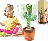 Tanzender und Sprechender Kaktus 120 Musik Singender Kaktus Spielzeug Mit 5 Funktionen (Spricht Nach+Leuchten+Aufzeichnung+ Wiederholen)